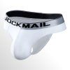 Bavlněná tanga JOCKMAIL se stříbřitou gumou bílá