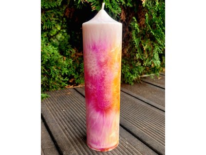 Růžovo žlutá svíčka z palmového vosku CassiopeiaLight