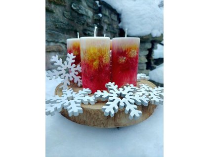 Červeno-žluté adventní svíčky z palmového vosku