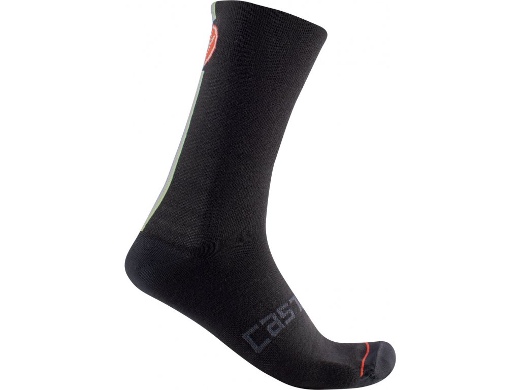 Castelli Racing Stripe 18, Black  Zimné cyklistické ponožky s výškou 18cm