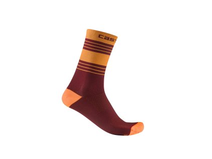Castelli Simbolo 15, Vivid orange/ Deep bordeaux  Letné ponožky na doplnenie cyklo setu
