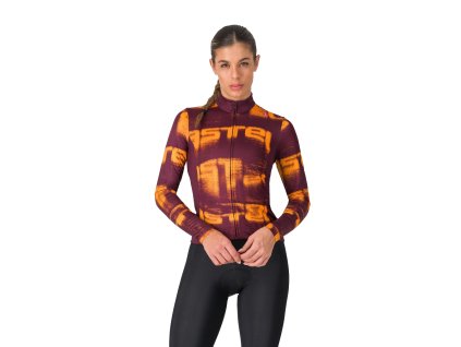 166107 castelli blur thermal jersey deep bordeaux vivid orange