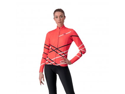 Castelli Diagonal W, Fluo pink  Zateplený dres s dlhým rukávom