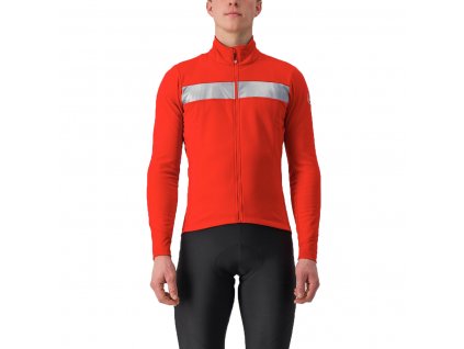 Castelli Raddoppia 3, Red/ Silver reflex  Zimná, teplá bunda na bicykel