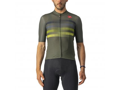 Castelli Endurance Pro SS, Military green/ Sulphur  Univerzálnejší aero dres, pohodlie na dlhých vytrvalostných jazdách