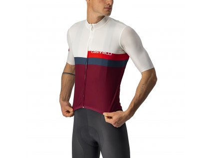 Castelli A Blocco SS, Ivory/ Red/ Blue/ Bordeaux  Pohodlný, pánsky, letný dres na bicykel