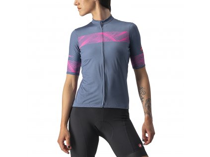 Castelli Fenice W SS, Light steel blue/ Pink  Pohodlný, dámsky, letný dres na bicykel