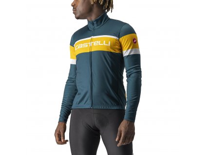 Castelli Passista, Dark green/ Goldenrod  Pánsky zateplený celozapínací dres s dlhým rukávom