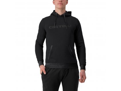 Castelli Logo Hoodie, Black  Pánska mikina s logom na hrudi