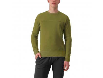 Castelli Logo Sweatshirt, Avocado green  Mikina na štýl svetra s manžetovými rukávmi