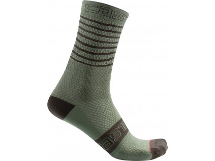 Castelli Superleggera 12 W, Defender green  Elastická, odľahčená konštrukcia cyklo ponožiek