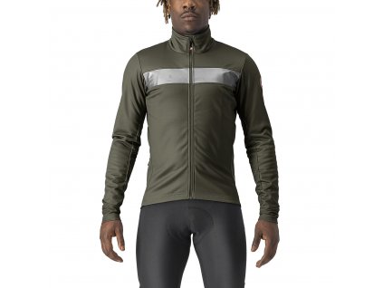 Castelli Raddoppia 3, Military green/ Silver reflex  Zimná, teplá bunda na bicykel