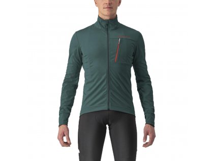 Castelli Go Jacket, Rover green/ Red orange  Mierne zateplená univerzálna bunda na bicykel