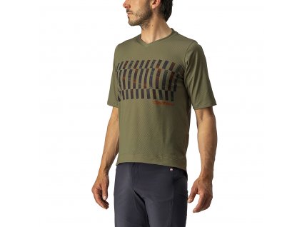 Castelli Trail Tech Tee, Olive green/ Dark grey/ Orange  Pohodlné funkčné tričko/dres na bicykel