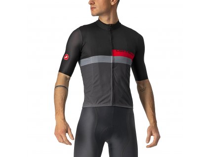 Castelli A Blocco SS, Light black/ Red/ Dark grey  Pohodlný, pánsky, letný dres na bicykel