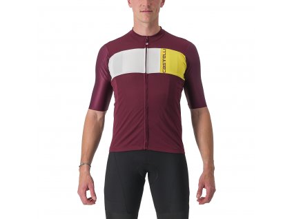 Castelli Prologo 7 SS, Bordeaux/ Ivory/ Passion fruit  Letný dres s krátkym rukávom a pohodlným strihom