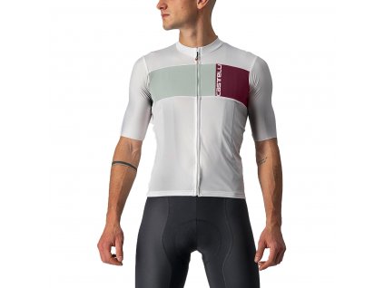 Castelli Prologo 7 SS, Silver grey/ Defender green/ Bordeaux  Letný dres s krátkym rukávom a pohodlným strihom