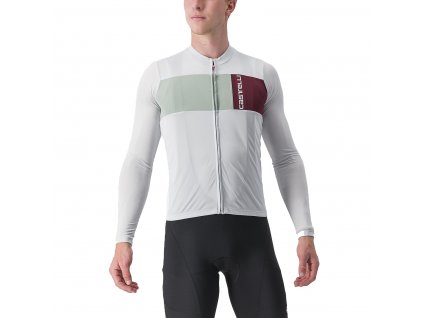 Castelli Prologo 7 LS, Silver grey/ Defender green/ Bordeaux  Letný dres s dlhým rukávom bez zateplenia