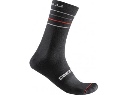 Castelli Endurance 15, Black/ Silver grey/ Red  Letné ponožky pre oporu a komfort na dlhých tréningoch