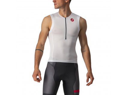 Castelli Free Tri 2 SLV Top, White/ Black  Triatlon Top bez rukávov