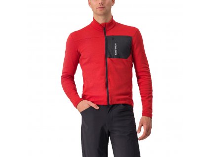 Castelli Unlimited Trail Jersey, Pompeian red/ Dark gray  Pánsky univerzálny zateplený dres s dlhým rukávom
