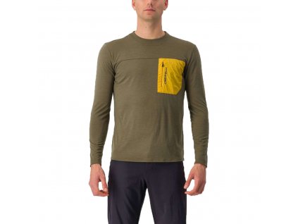 Castelli Unlimited Merino LS, Tarmac/ Goldenrod  Pánske tričko s dlhým rukávom určené pre gravel a traily