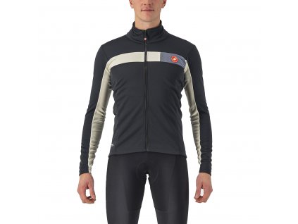 Castelli Mortirolo 6S Jacket, Black/ chalk  Pánská čiastočne vodoodolná bunda voľnejšieho strihu