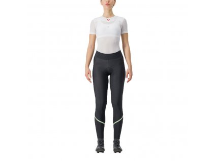 Castelli Velocissima W Thermal Tight, Black/ Paradise mint  Dámske dlhé zateplené nohavice bez trakov určené do suchých podmienok