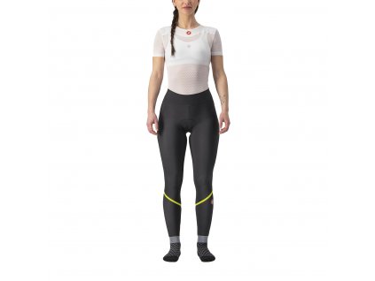 Castelli Velocissima W Thermal Tight, Black/ Electric lime  Dámske dlhé zateplené nohavice bez trakov určené do suchých podmienok