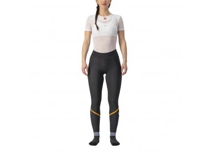 Castelli Velocissima W Thermal Tight, Black/ Melon/ Silver reflex  Dámske dlhé zateplené nohavice bez trakov určené do suchých podmienok