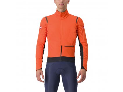 Castelli Alpha Doppio Ros, Red orange/ Black reflex  Pánska zimná bunda s dvojvrstvovým rozopínaním