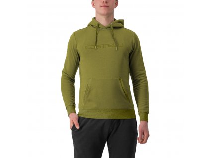 Castelli Logo Hoodie, Avocado green  Pánska mikina s logom na hrudi