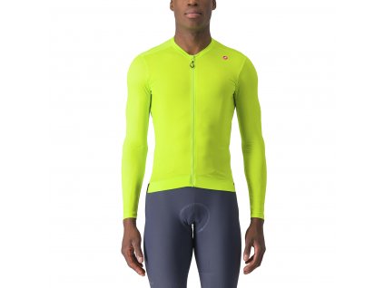 Castelli Espresso LS jersey, Electric lime/ Deep green  Pánsky cyklistický dres s dlhým rukávom