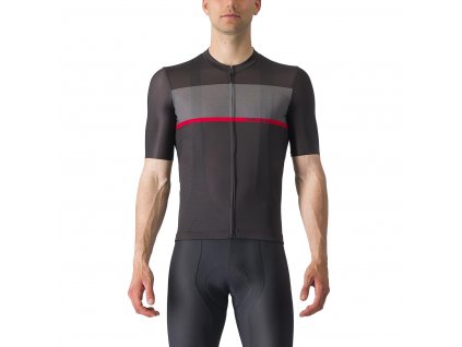 Castelli Tradizione, Light black/ Dark gray/ Red  Pánsky cyklistický  dres s krátkym rukávom