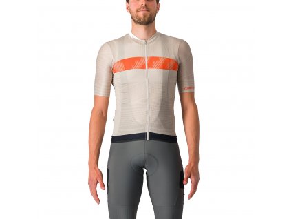 Castelli Unlimited Endurance, Silver Moon/ Orange rust  Pánsky cyklistický dres s krátkym rukávom