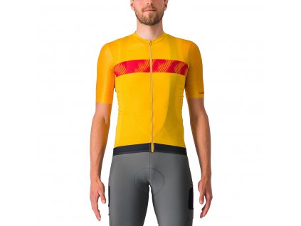 Castelli Unlimited Endurance, Goldenrod/ Rich red  Pánsky cyklistický dres s krátkym rukávom