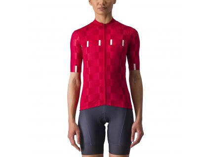 Castelli Dimensione jersey, Rich red/ Hibiscus-White  Dámsky cyklistický dres s krátkym rukávom