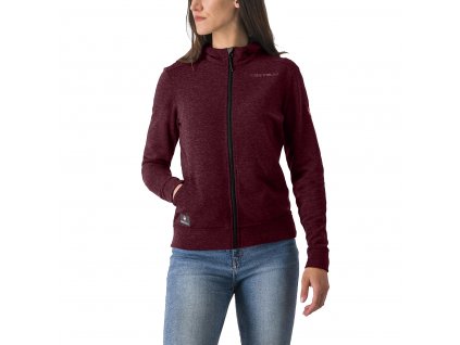 Castelli Milano 2 Full Zip W Fleece, Deep bordeaux  Dámska mikina s kapucou