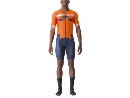 Castelli TRI Free Sanremo 2, Brilliant orange/ Belgian blue-White  Triatlon kombinéza pre dlhšie disciplíny