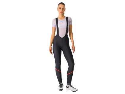 Castelli Velocissima W DT Bibtight, Black/ Hibiscus  Dámske dlhé zateplené nohavice s trakmi určené do suchých podmienok