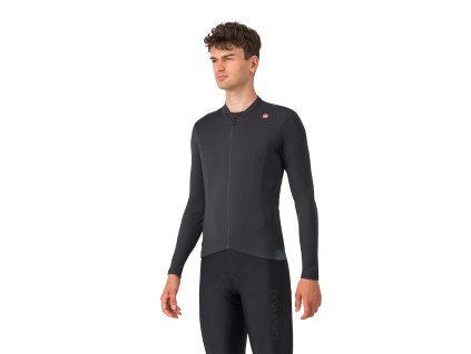 Castelli Espresso Thermal LS, Light black  Pánsky cyklistický dres do prechodných a mierne chladných podmienok