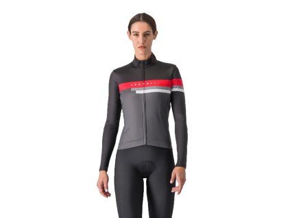 Castelli Tornare LS, Dark gray/ Black/ Hibiscus  Dámsky cyklistický dres do chladných podmienok