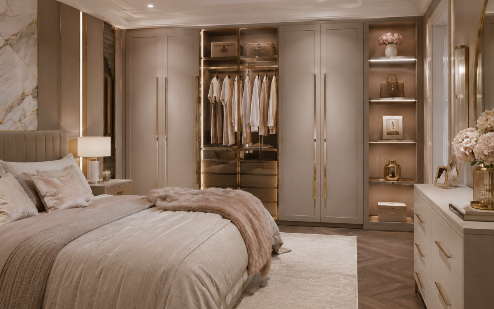 Elegantní moderní ložnice s čalouněnou postelí - Catalina-nabytek.cz