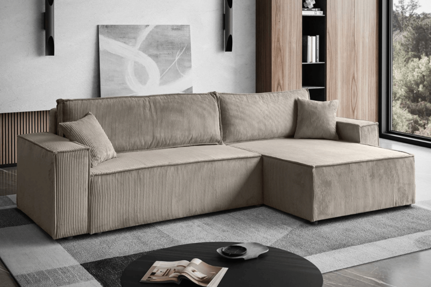 Rohový rozkladací gauč Milano krémová