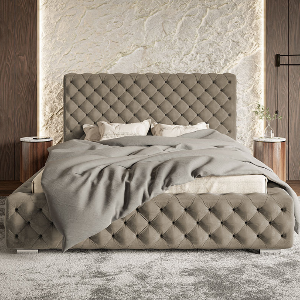 Luxusná čalúnená posteľ OLIVE – prešívané čelo