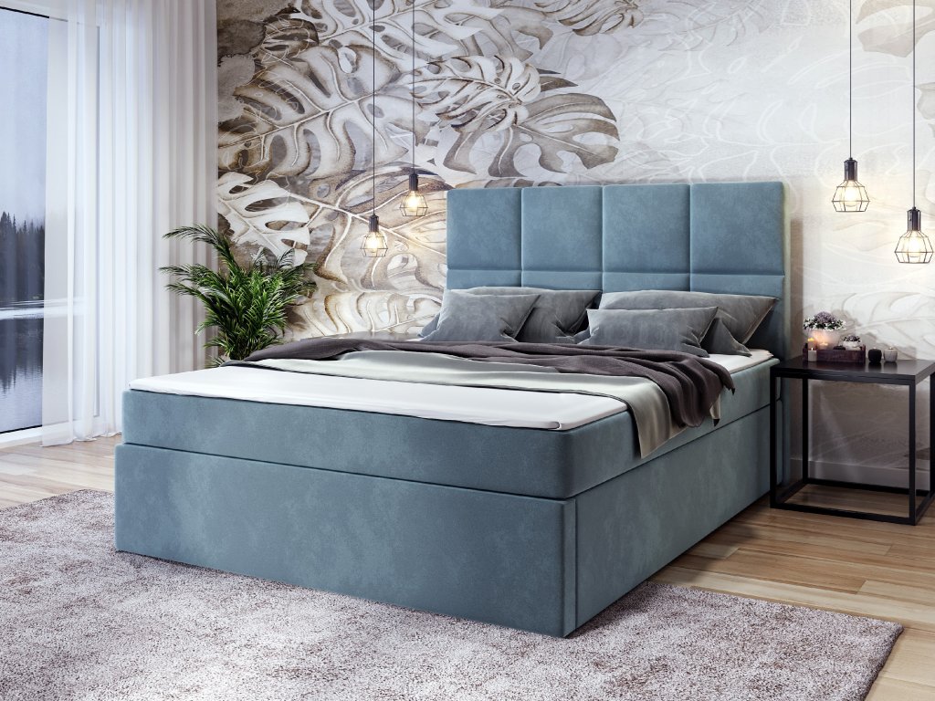 Kontinentálna posteľ WENDY s matracom a úložným priestorom Farba: Zelená, Veľkosť: 160 x 200 cm