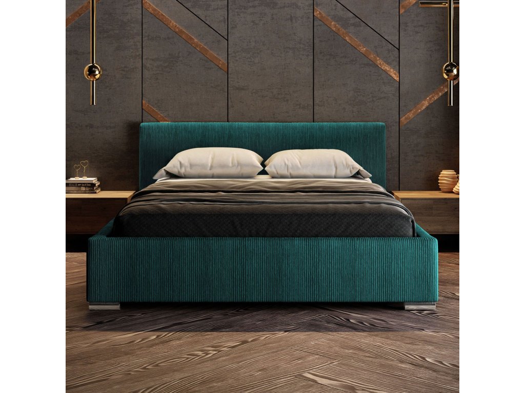 Čalúnená manželská posteľ ADRIANA s úložným priestorom 140x200 smaragdová zelená