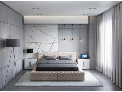 dizajnova čalunená posteľ