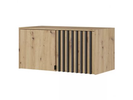Nadstavec na skriňu JONA s lamelami 105 cm, remeselný dub + čierna