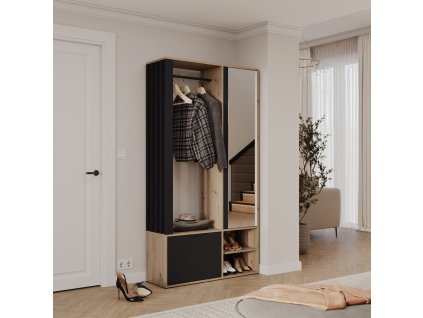 Predsieňová stena MIO 100 cm dub artisan + čierna